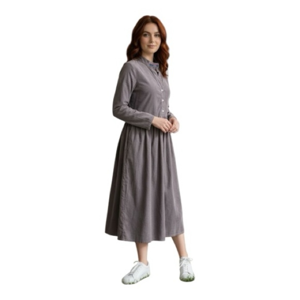 Terre Mere lightweight corduroy dress with pockets, gray size 10